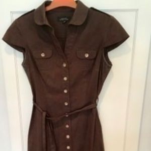 Tahari Cocoa colored button belted button down dress